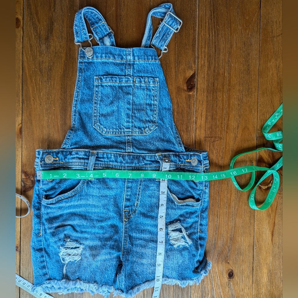 Cat & Jack Denim Bib Overalls | Kids 8 | Blue Cut-Off Shorts